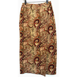 Peck & Peck Silk Paisley Wrap Maxi Skirt Size 6 Old Money Quiet Luxury Preppy